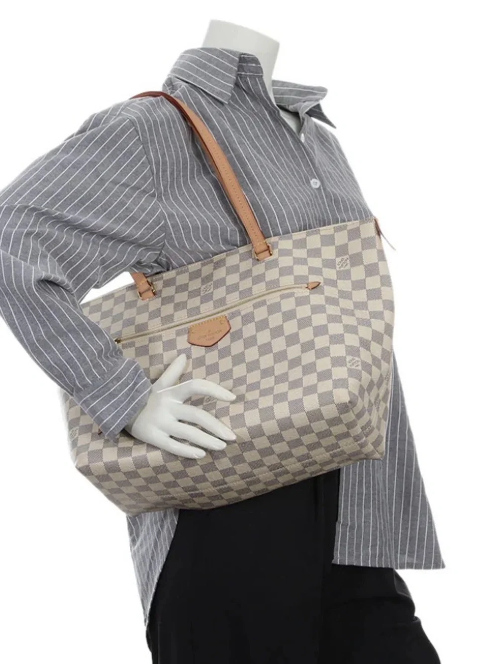 Louis Vuitton Iena MM Damier Azur Canvas Excellent Preowned 100% Authentic LV